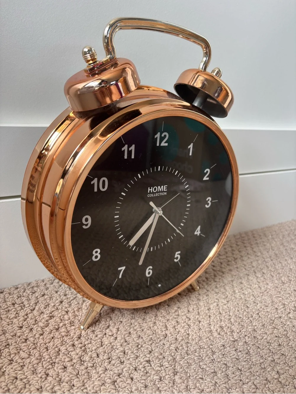 Metallic Copper Twin Bell Alarm  Style Clock